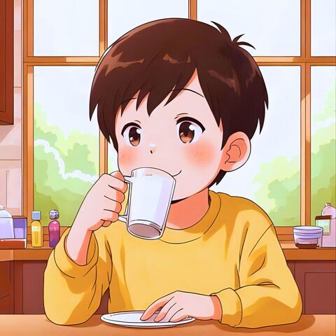牛乳を飲む子供のイメージ（Canvaの生成AIで作成）